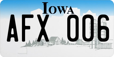 IA license plate AFX006