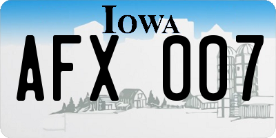 IA license plate AFX007