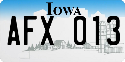 IA license plate AFX013