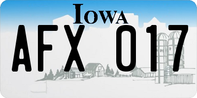 IA license plate AFX017