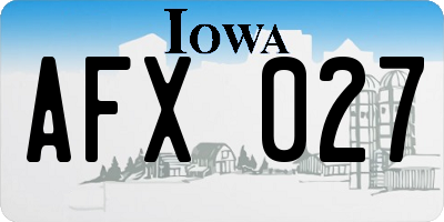 IA license plate AFX027