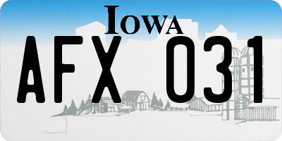 IA license plate AFX031