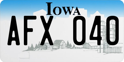 IA license plate AFX040