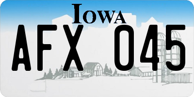 IA license plate AFX045