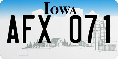 IA license plate AFX071
