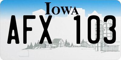 IA license plate AFX103