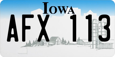 IA license plate AFX113