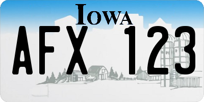 IA license plate AFX123