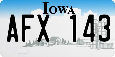IA license plate AFX143