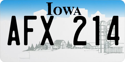 IA license plate AFX214