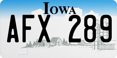 IA license plate AFX289