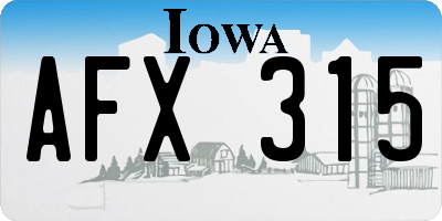 IA license plate AFX315