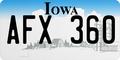 IA license plate AFX360