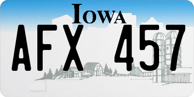 IA license plate AFX457
