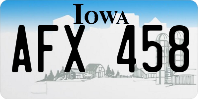 IA license plate AFX458