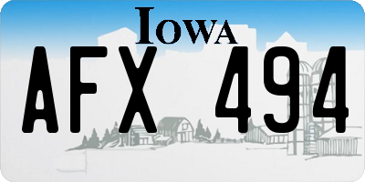 IA license plate AFX494