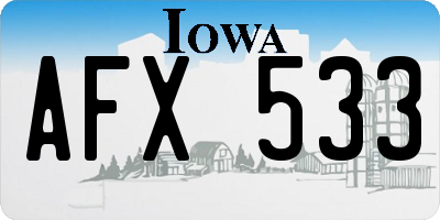 IA license plate AFX533