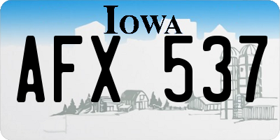 IA license plate AFX537