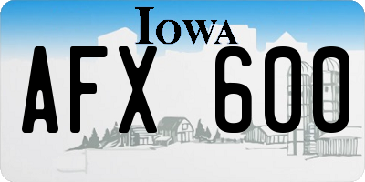 IA license plate AFX600
