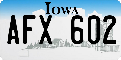 IA license plate AFX602