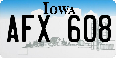 IA license plate AFX608