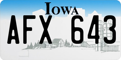 IA license plate AFX643