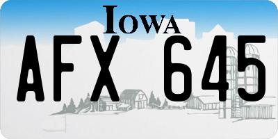 IA license plate AFX645