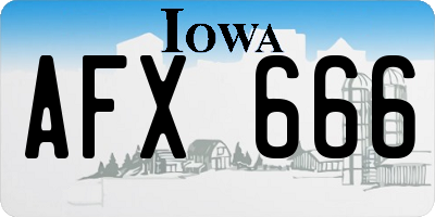 IA license plate AFX666