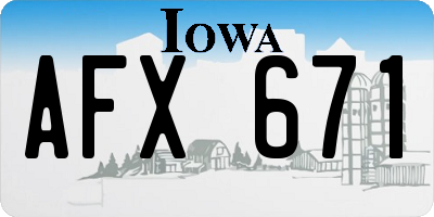 IA license plate AFX671