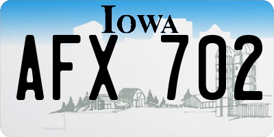 IA license plate AFX702