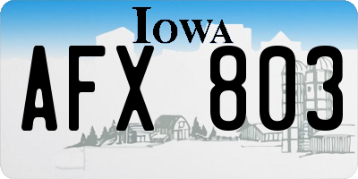 IA license plate AFX803