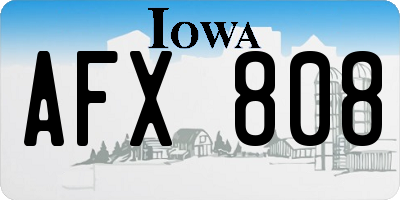 IA license plate AFX808