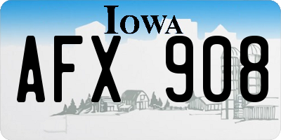 IA license plate AFX908