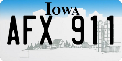 IA license plate AFX911