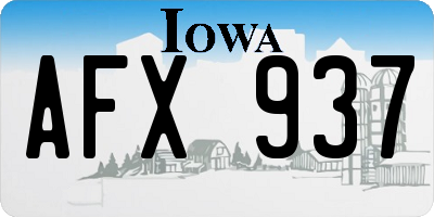 IA license plate AFX937