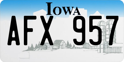 IA license plate AFX957