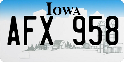 IA license plate AFX958
