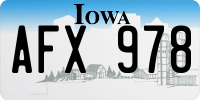IA license plate AFX978