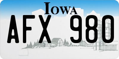 IA license plate AFX980