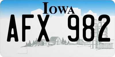 IA license plate AFX982