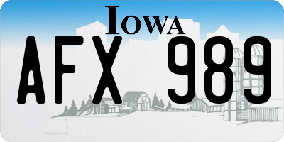 IA license plate AFX989