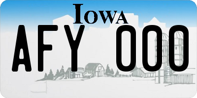 IA license plate AFY000