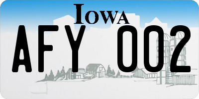 IA license plate AFY002