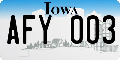 IA license plate AFY003