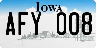IA license plate AFY008