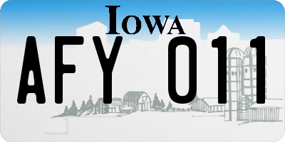 IA license plate AFY011
