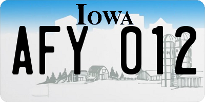 IA license plate AFY012