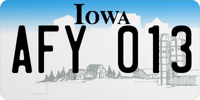 IA license plate AFY013
