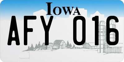 IA license plate AFY016