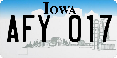 IA license plate AFY017
